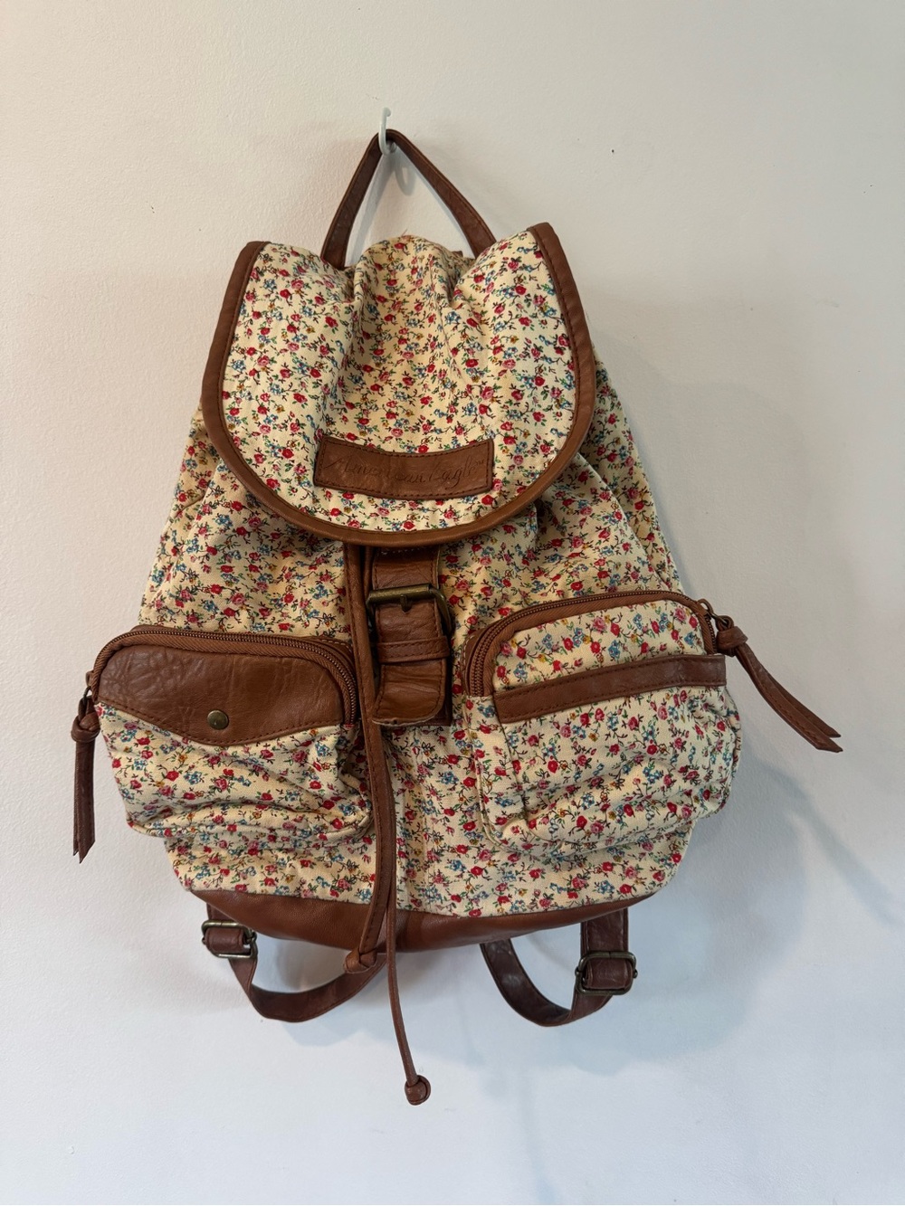 American Eagle Floral Backpack Ditsy Flower Drawstring Boho Cottagecore Y2K